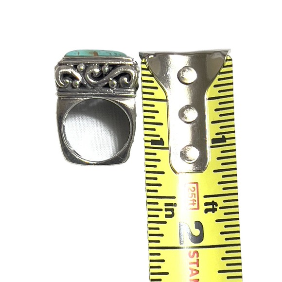 Ornate Filigree BARSE Sterling Silver 925 Turquoise Ring Sz 6.5 - Picture 10 of 11